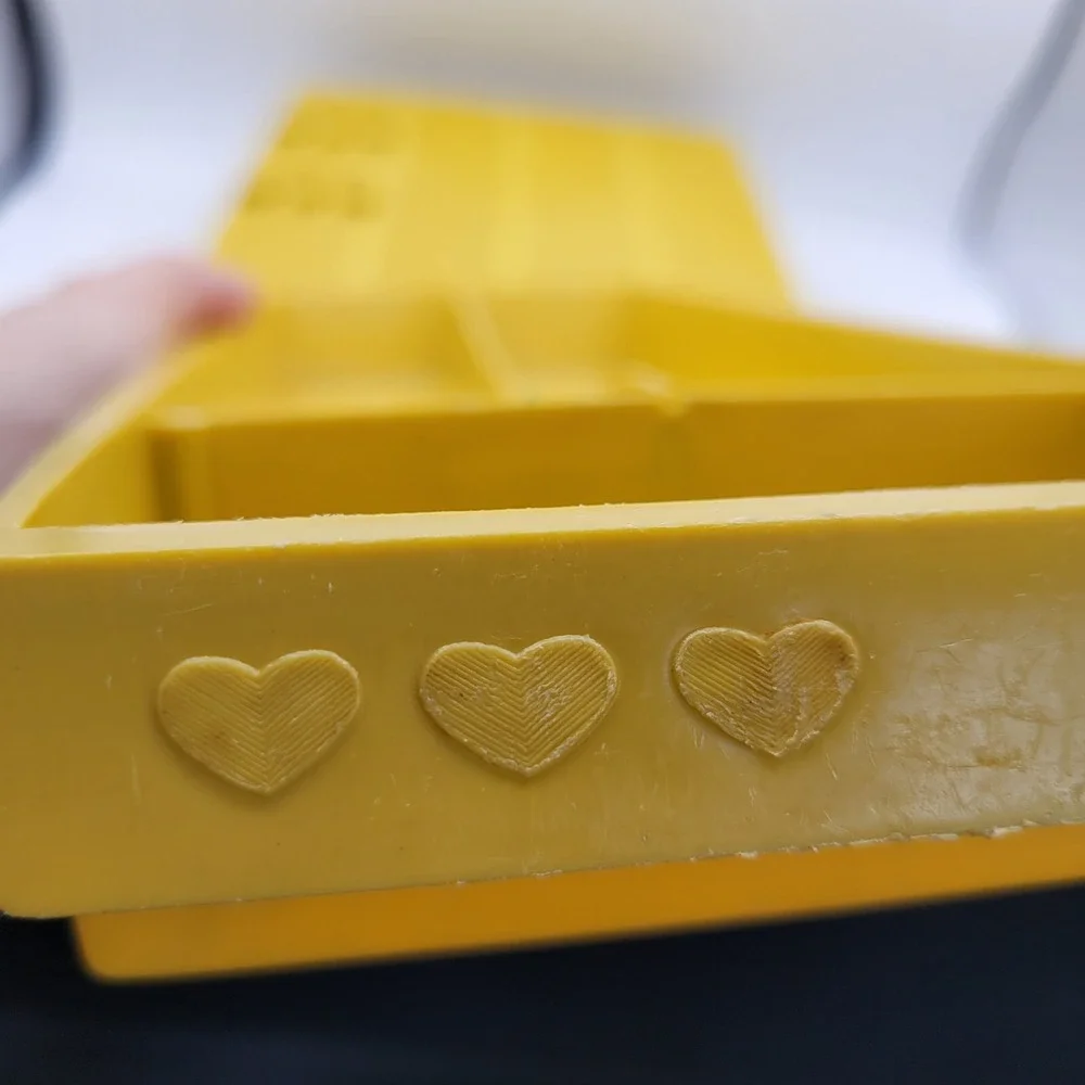 Vintage Silverware‎ Holder With Sliding Removable Top Rack Yellow Plastic Retro